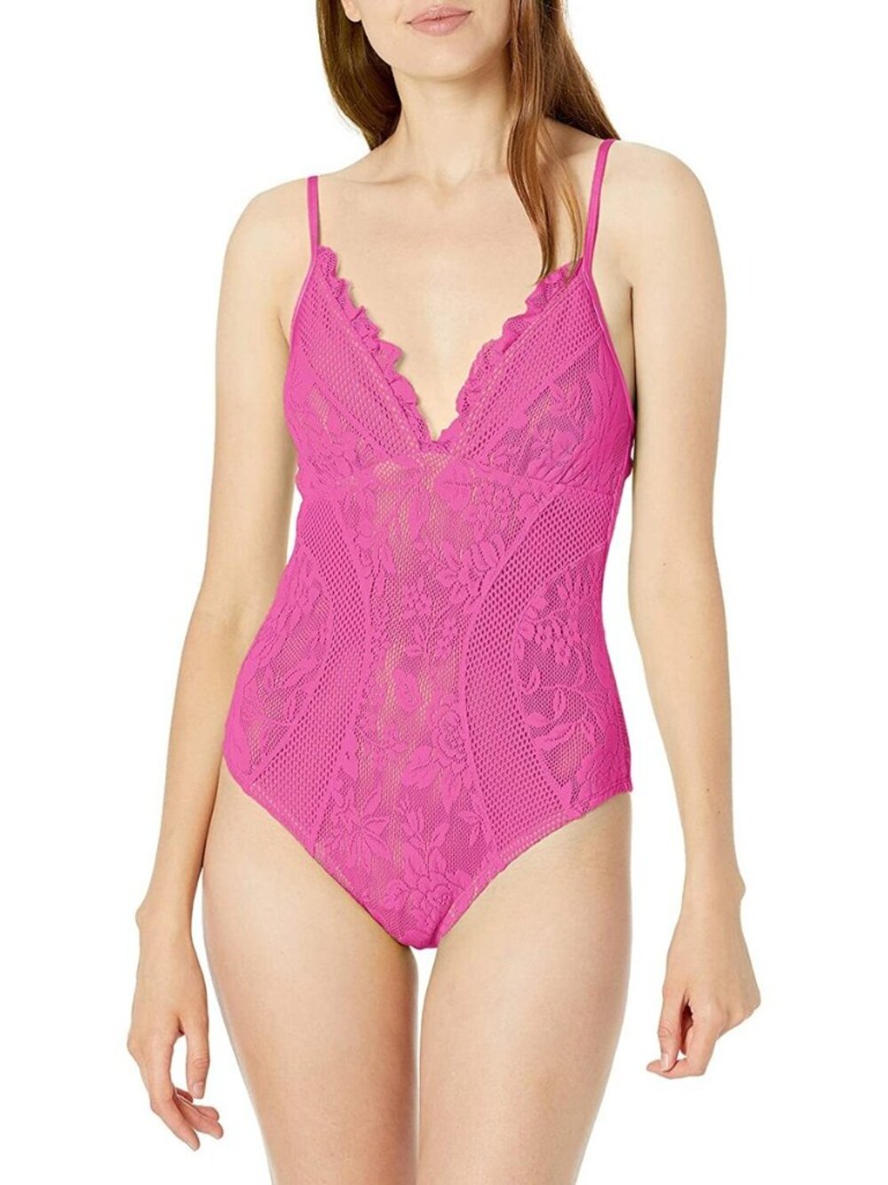 New BCBGeneration Hot Pink Lace Women's One Piece Swimsuit Size Medium
